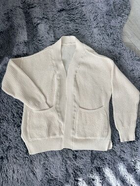 Chunky Cream Open-Front Women's Sweater Cardigan